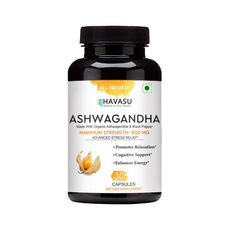 HAVASU Organic Ashwagandha, 30 Capsules – Stress Relief & Energy, Pack of 1