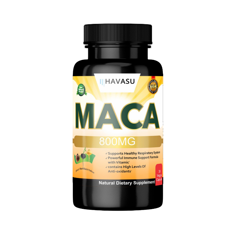 HAVASU Organic Maca Root, 800mg, 30 Capsules – Black, Red & Yellow Maca
