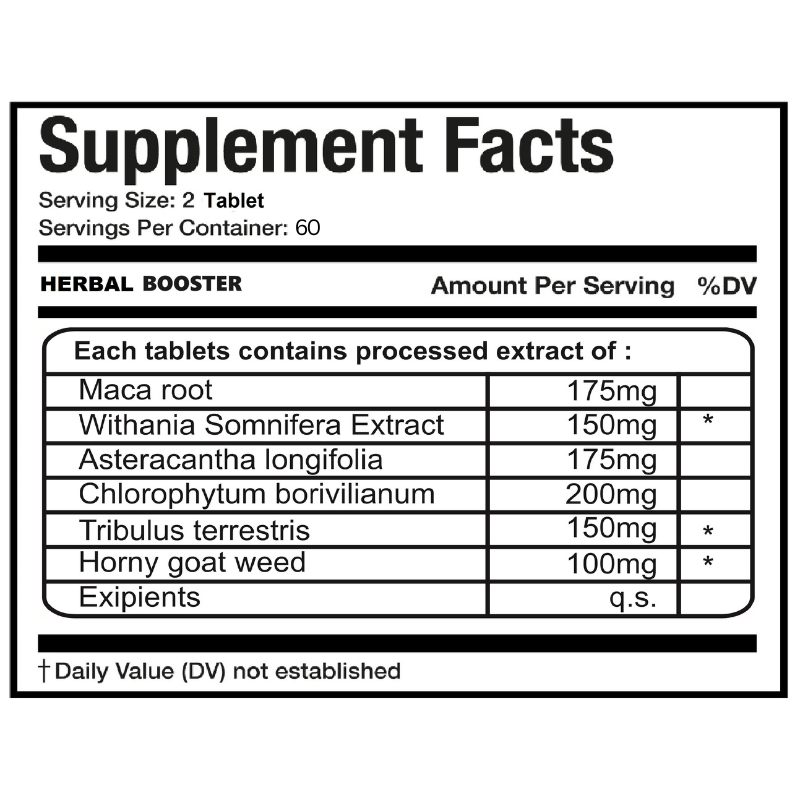 Herbal Booster Ashwagandha Tablets for Strength & Energy (30 Tablets, Pack of 1)
