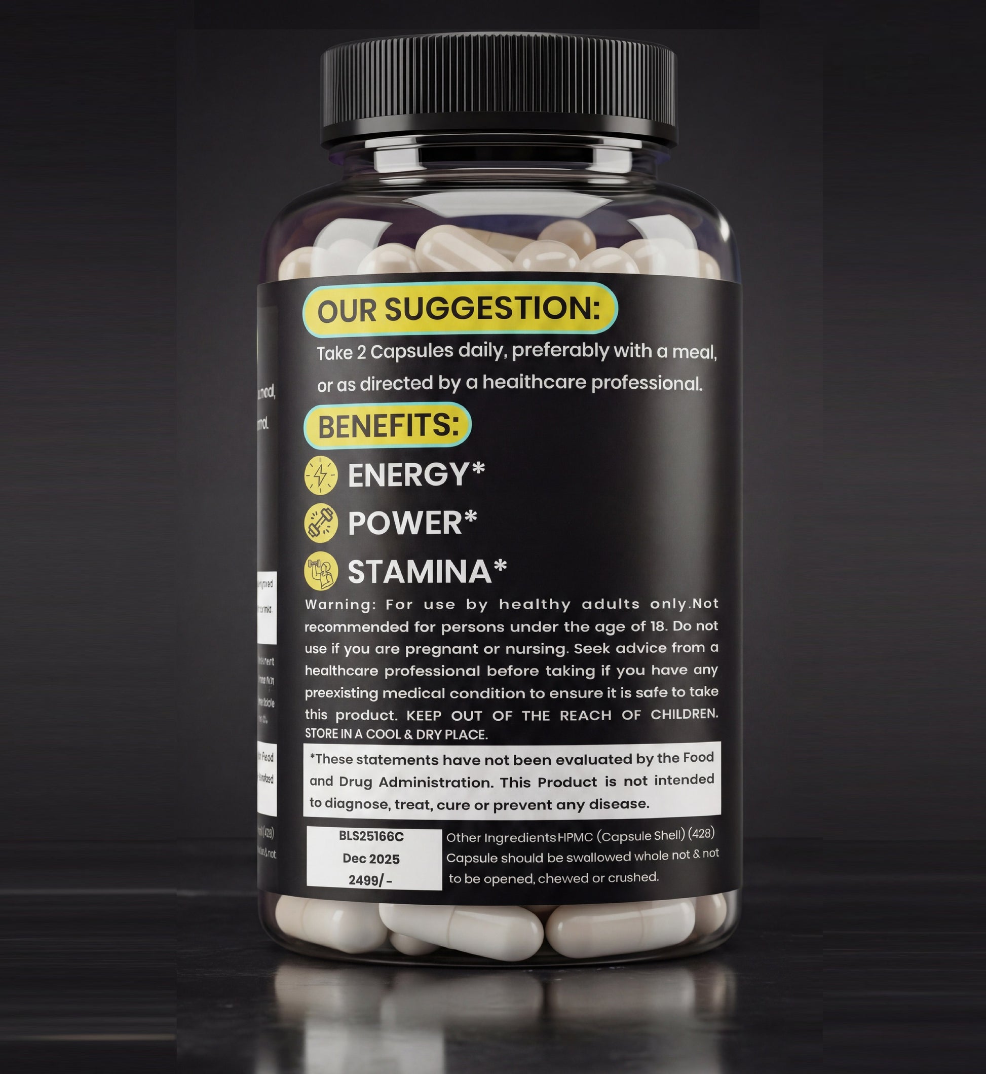 TOOHARD Ayurvedic Capsules for Men | Daily Natural Energy, Boost Energy & Stamina | Pure Shilajit, Ashwagandha, Gokshura, Shatavari & Action Herbs | 60 Capsules | Pack Of 1