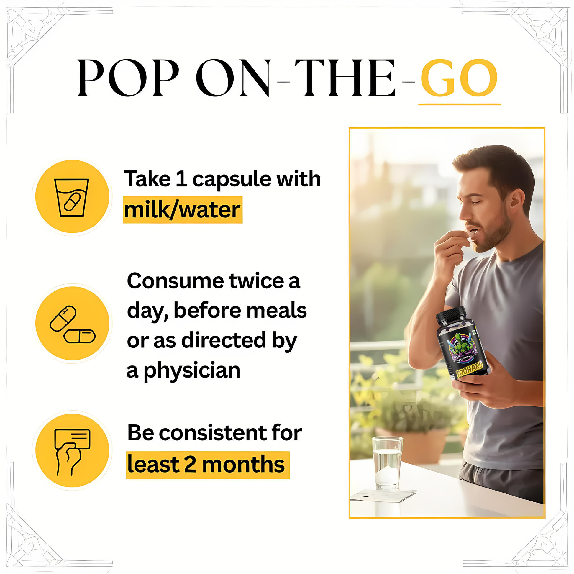 TOOHARD Ayurvedic Capsules for Men | Daily Natural Energy, Boost Energy & Stamina | Pure Shilajit, Ashwagandha, Gokshura, Shatavari & Action Herbs | 60 Capsules | Pack Of 1