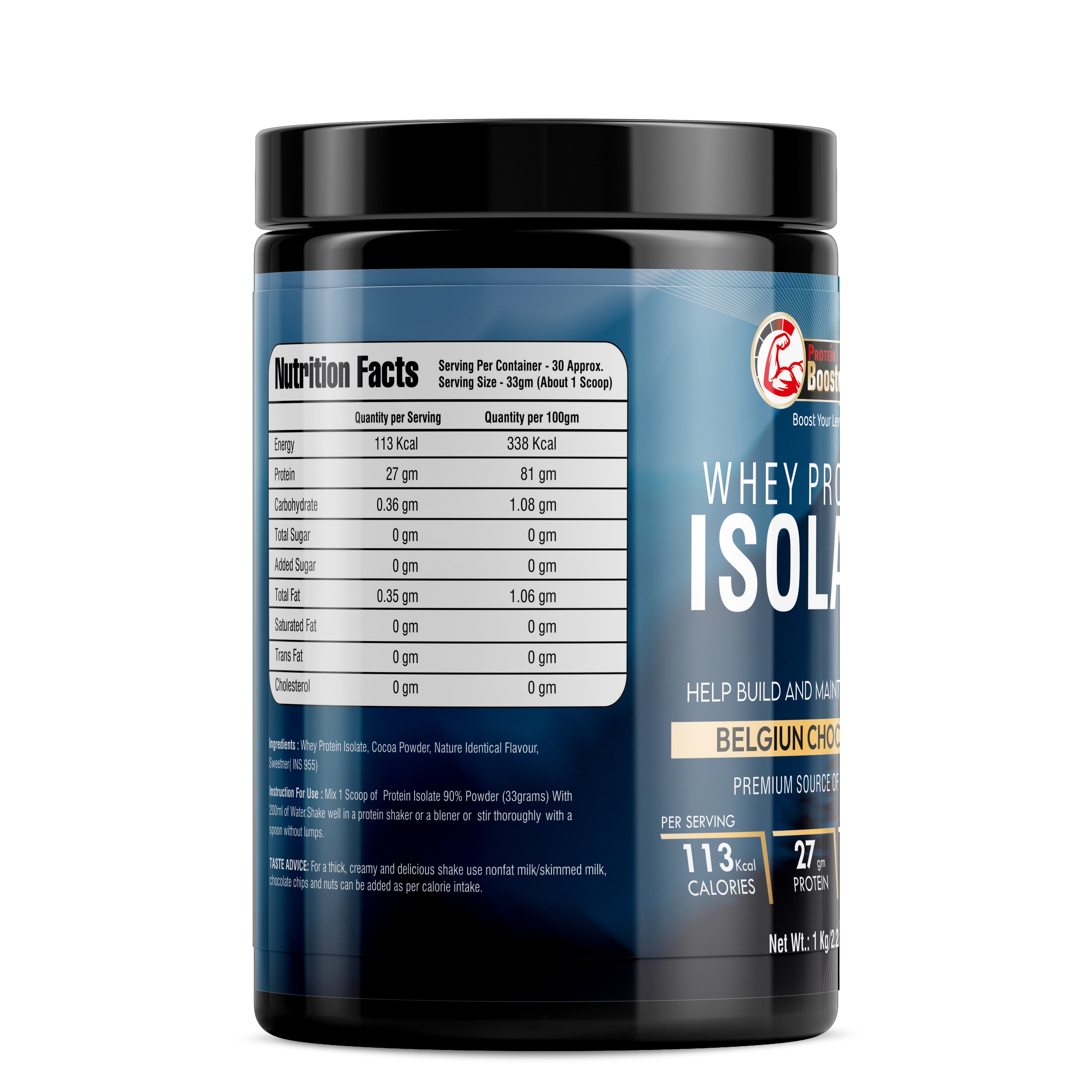 Protein Booster Whey Protein Isolate 90% - Belgian Chocolate Flavor