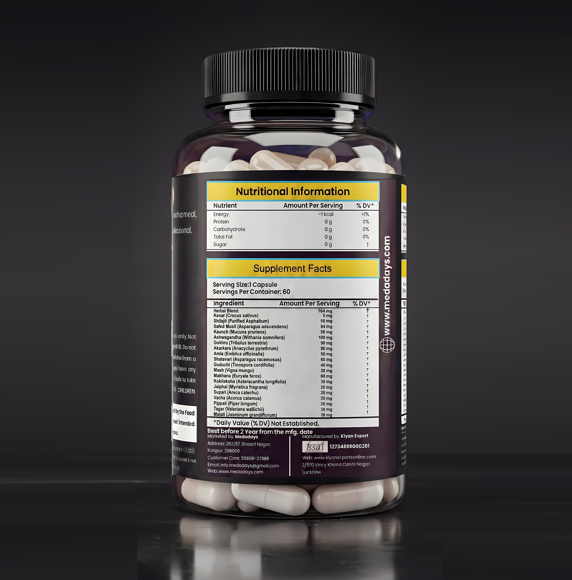 TOOHARD Ayurvedic Capsules for Men | Daily Natural Energy, Boost Energy & Stamina | Pure Shilajit, Ashwagandha, Gokshura, Shatavari & Action Herbs | 60 Capsules | Pack Of 2