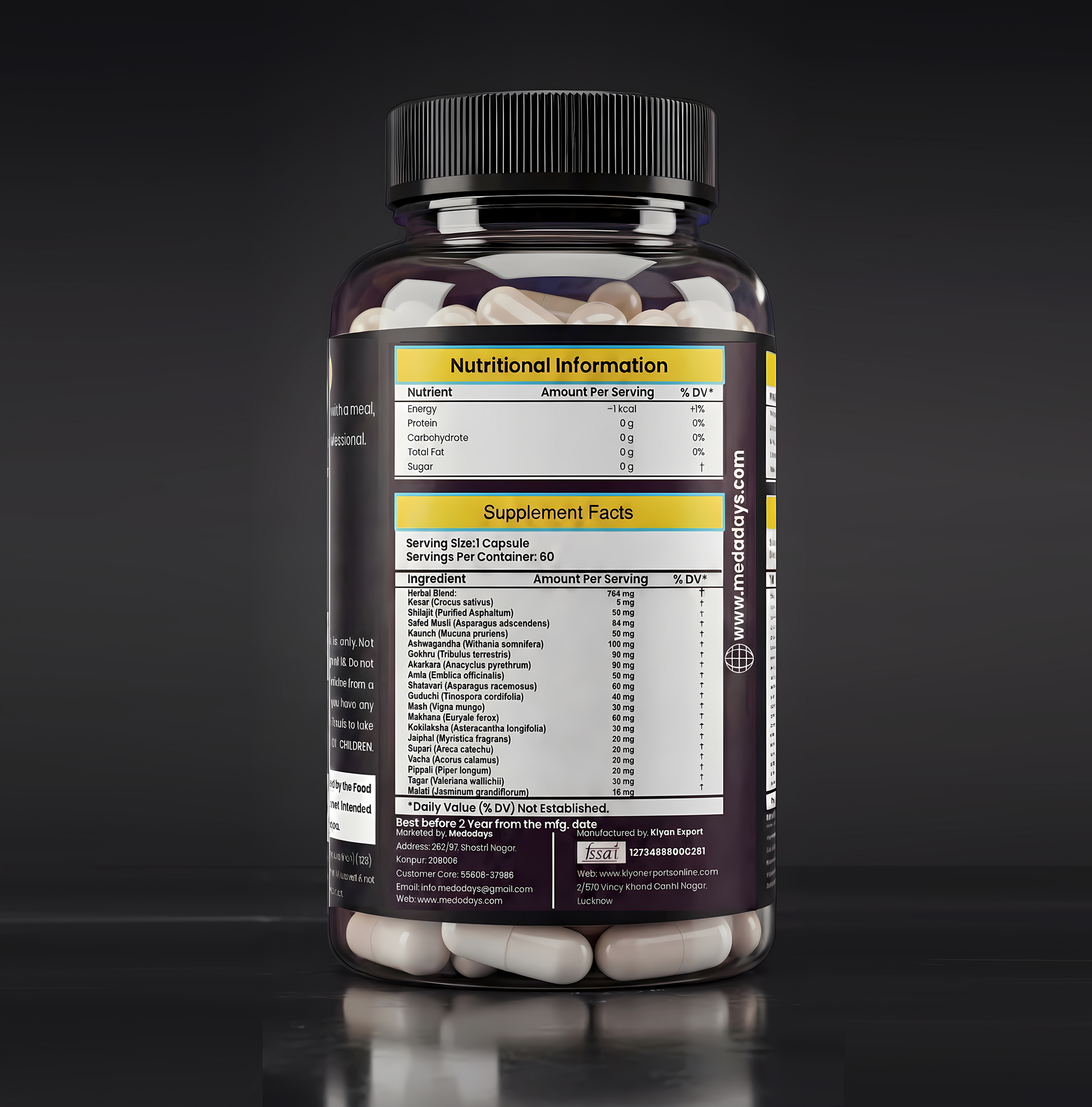 TOOHARD Ayurvedic Capsules for Men | Daily Natural Energy, Boost Energy & Stamina | Pure Shilajit, Ashwagandha, Gokshura, Shatavari & Action Herbs | 60 Capsules | Pack Of 2